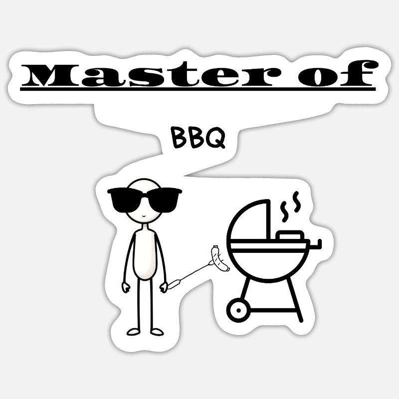 Maître du BBQ - Sticker taille S (10 x 10 cm) - blanc mat