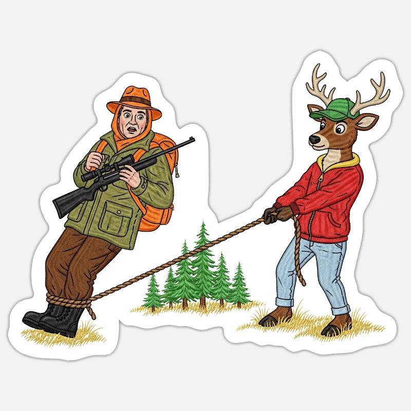 Waldschlepper-Duo: Jäger & Hirsch Sticker Größe S (10 x 10 cm)