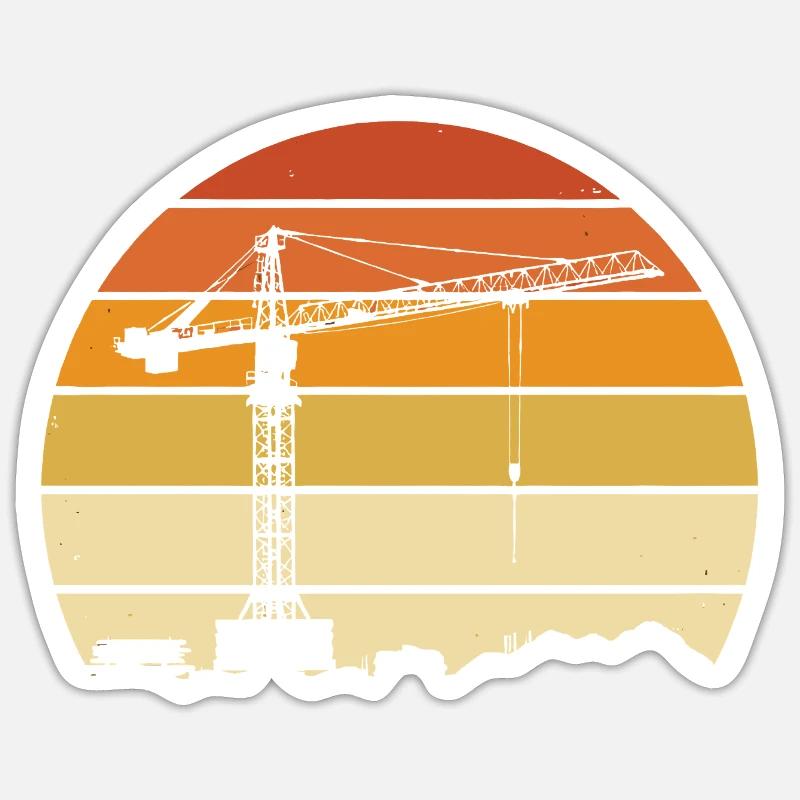 Crane Operator Retro Design – Construction Site & Construction Crane Sticker size S (10 x 10 cm)
