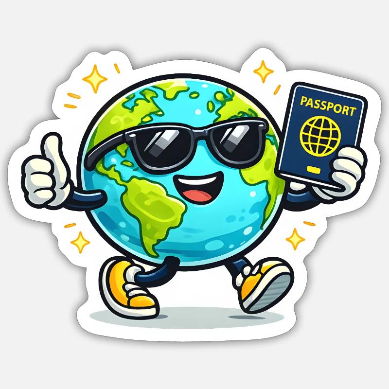 Aventure du Globe Buddy Passport - Sticker taille S (10 x 10 cm) - blanc mat