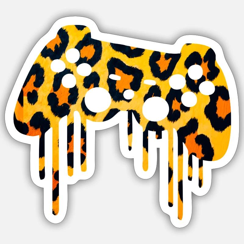 Jeu à imprimé léopard - Sticker taille S (10 x 10 cm) - blanc mat