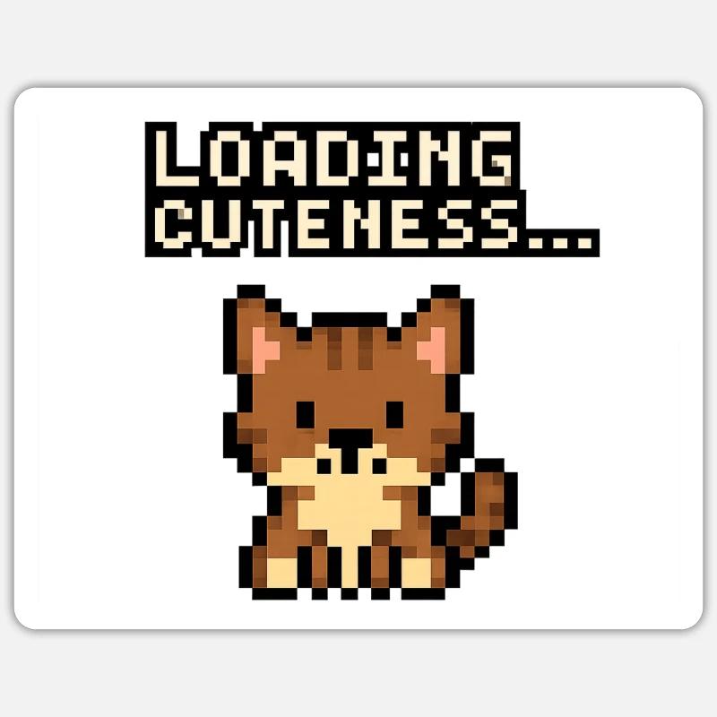 Temps de chargement du chat pixel mignonnerie Sticker taille S (10 x 10 cm)