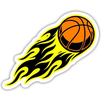 Basketball flame - Sticker size S (10 x 10 cm) - white matte - Front