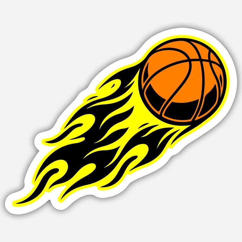 Flamme du basket-ball - Sticker taille S (10 x 10 cm) - blanc mat