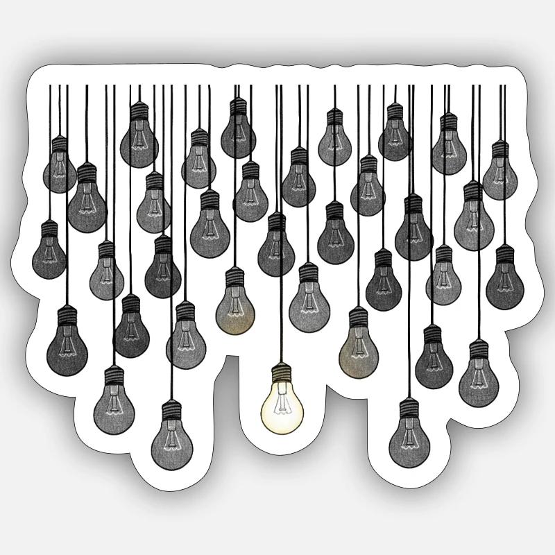 Graues Glühbirnen-Array mit einzigartiger Helligkeit Sticker Größe S (10 x 10 cm)