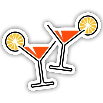 2 Cocktailgläser / Cocktail / Martini + (Orange) - Sticker Größe S (10 x 10 cm) - Mattweiß - Vorne
