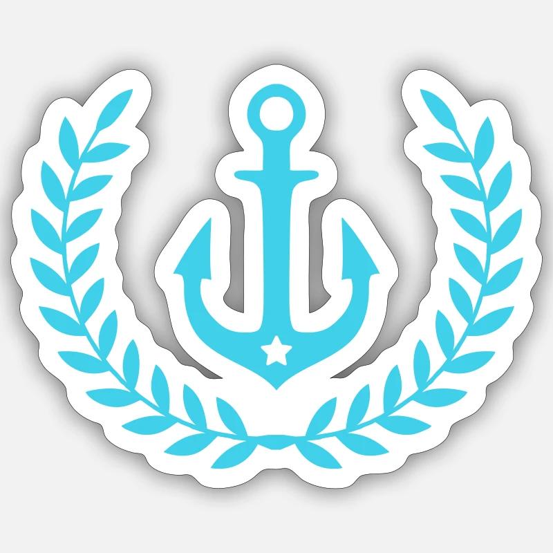 Anchor Wreath Nautical Emblem - Sticker size S (10 x 10 cm) - white matte