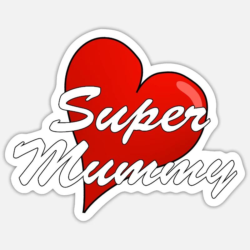 SUPER MUMMY - Sticker size S (10 x 10 cm) - white matte