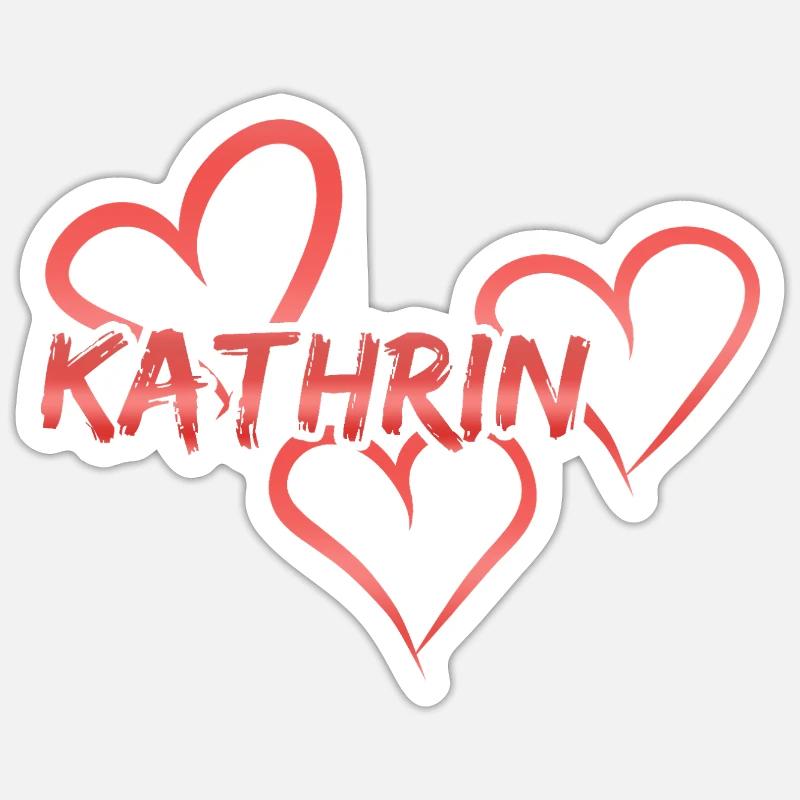 Kathrin as a first name - Sticker size S (10 x 10 cm) - white matte