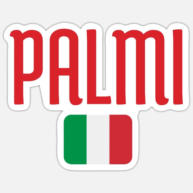 Drapeau italien de Palmi - Sticker taille S (10 x 10 cm) - blanc mat