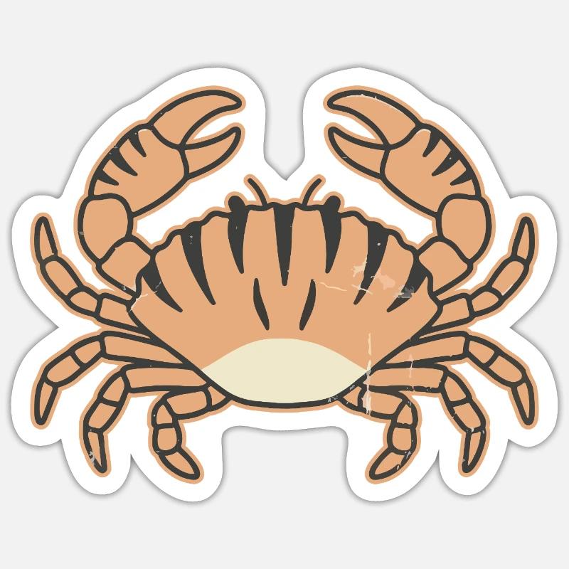 Stylized crab with tiger stripes - Sticker size S (10 x 10 cm) - white matte