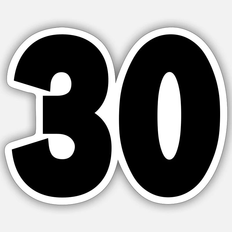 30 - Sticker Größe S (10 x 10 cm) - Mattweiß