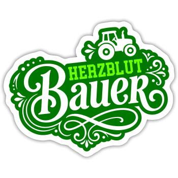 Herzblut Bauer Traktor - Sticker Größe S (10 x 10 cm) - Mattweiß - Vorne