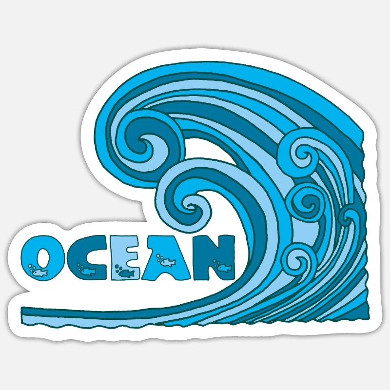 La vague - Sticker taille S (10 x 10 cm) - blanc mat