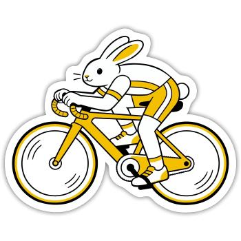Hase auf einem Rennrad - Sticker Größe S (10 x 10 cm) - Mattweiß - Vorne