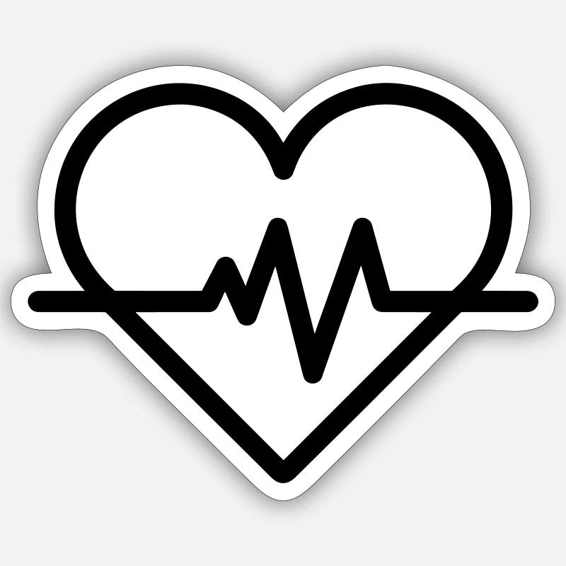 rythme cardiaque - Sticker taille S (10 x 10 cm) - blanc mat