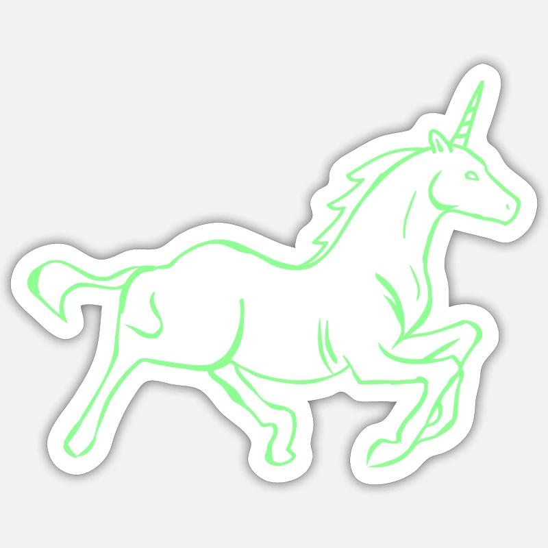 Neon Einhorn Silhouette - Sticker Größe S (10 x 10 cm) - Mattweiß