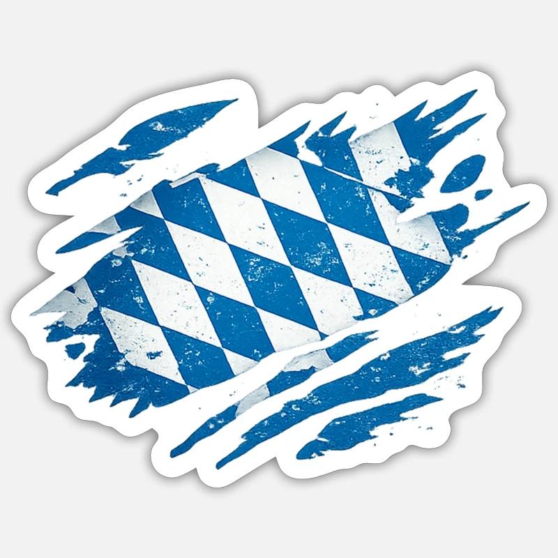 Bavière Drapeau bavarois - Sticker taille S (10 x 10 cm) - blanc mat