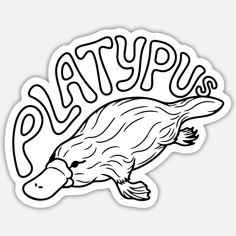 Schnabeltier - Sticker Größe S (10 x 10 cm) - Mattweiß