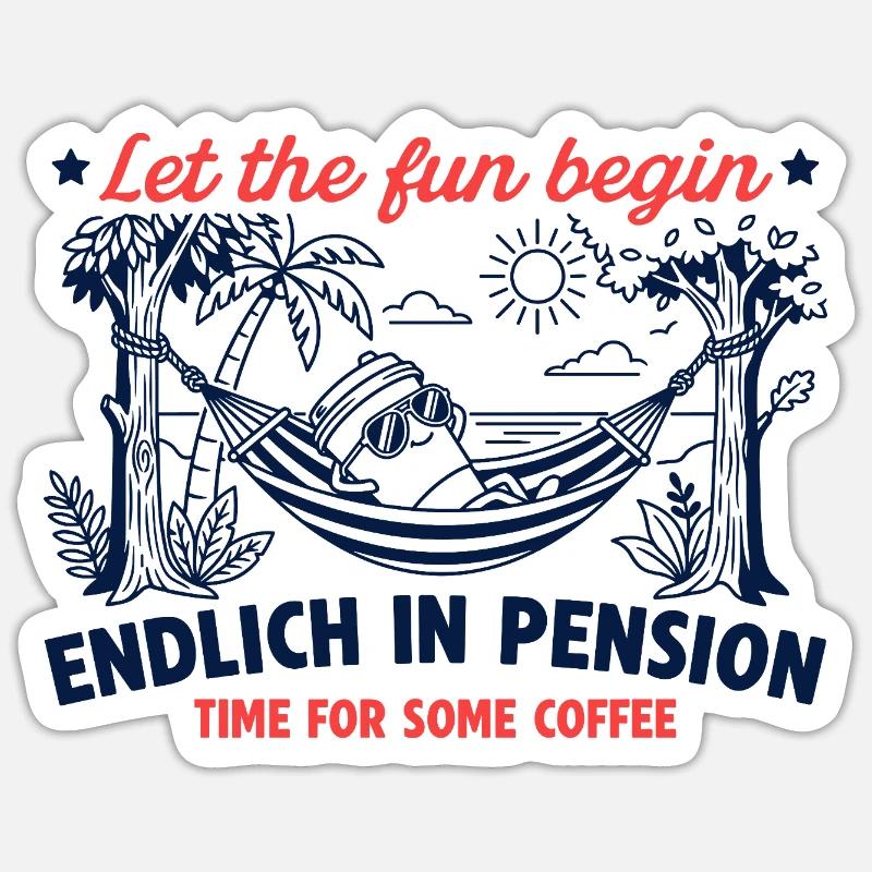 Endlich in Pension Retro Kaffee - Sticker Größe S (10 x 10 cm) - Mattweiß