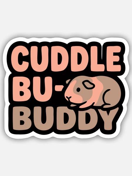 Meerschweinchen Liebe Cuddle Buddy Haustier - Sticker Größe S (10 x 10 cm) - Mattweiß