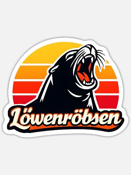 Löwenroarer Sonnenuntergang Logo - Sticker Größe S (10 x 10 cm) - Mattweiß