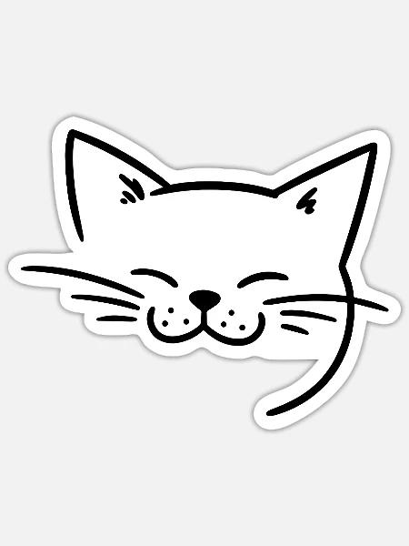 Strahlendes Katzengesicht mit Schnurrhaaren - Sticker Größe S (10 x 10 cm) - Mattweiß
