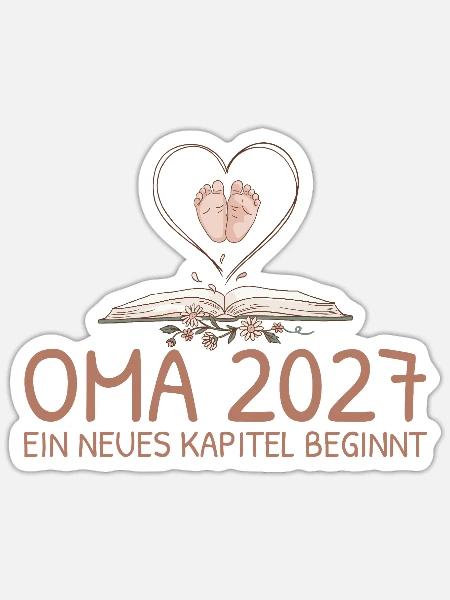 Oma 2027 Ein neues Kapitel beginnt - Sticker Größe S (10 x 10 cm) - Mattweiß