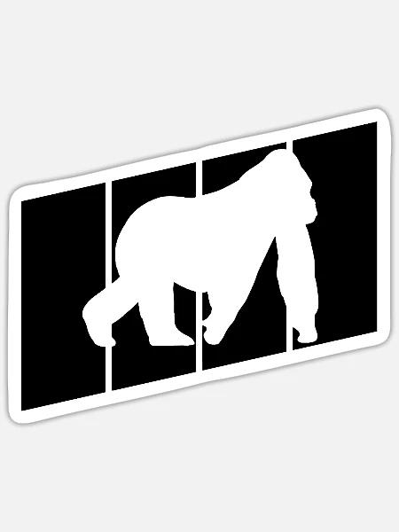 Affen Silhouette - Sticker Größe S (10 x 10 cm) - Mattweiß