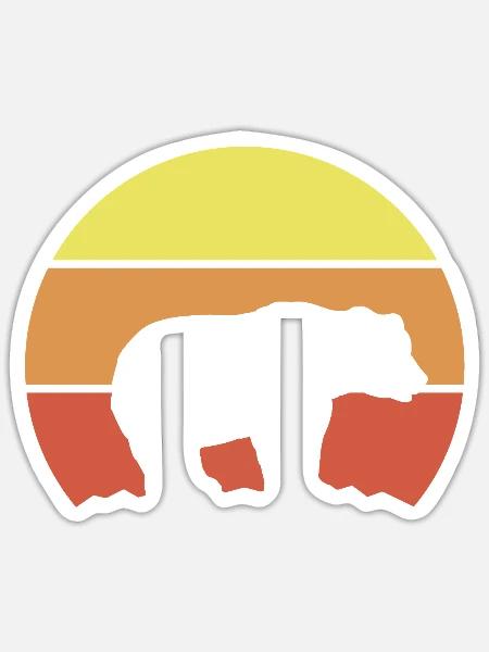 Bären Silhouette Retro Style - Sticker Größe S (10 x 10 cm) - Mattweiß
