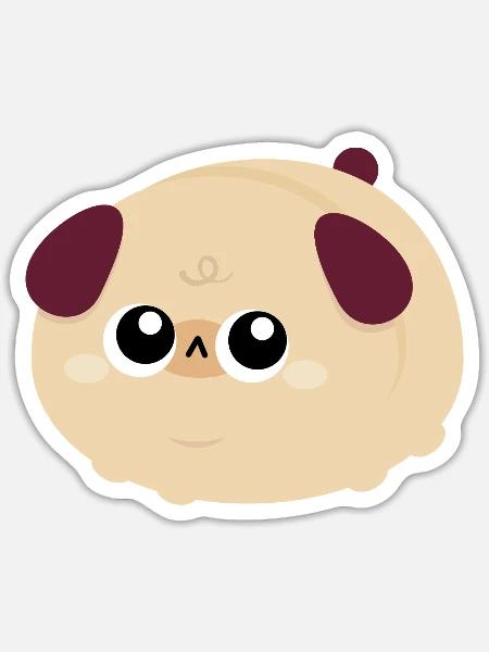 Pubbiges Kawaii-Mopsgesicht - Sticker Größe S (10 x 10 cm) - Mattweiß