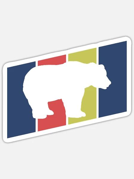 Bär Silhouette Retro Style - Sticker Größe S (10 x 10 cm) - Mattweiß