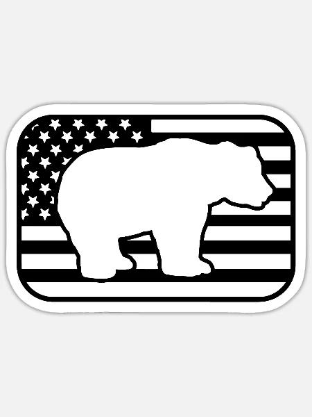 Bär Silhouette USA Flagge - Sticker Größe S (10 x 10 cm) - Mattweiß