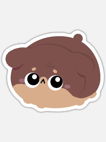 Schläfriger brauner Rottweiler-Plüsch - Sticker Größe S (10 x 10 cm) - Mattweiß