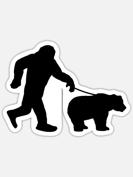 Bigfoot Bär Humor - Sticker Größe S (10 x 10 cm) - Mattweiß