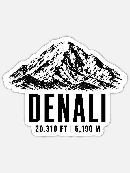 Denali Berg Wandern Bergsteigen Alaska - Sticker Größe S (10 x 10 cm) - Mattweiß