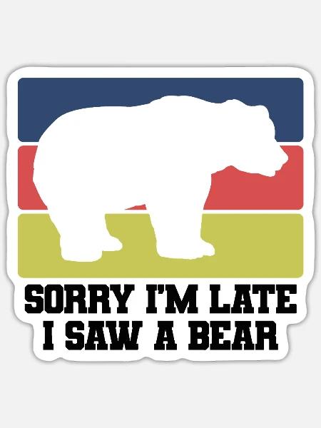 Bär Humor Retro Style - Sticker Größe S (10 x 10 cm) - Mattweiß
