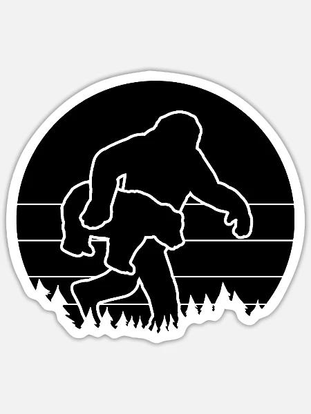 Bigfoot trägt Bären - Sticker Größe S (10 x 10 cm) - Mattweiß