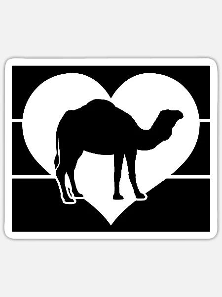 Kamel Herz Silhouette - Sticker Größe S (10 x 10 cm) - Mattweiß