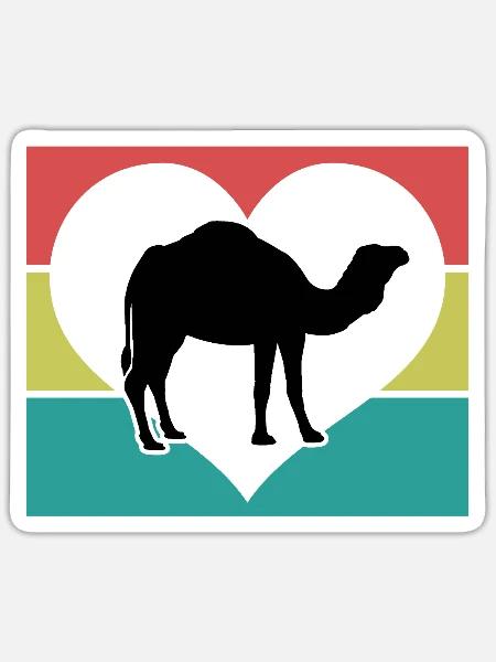 Kamel im Herz - Sticker Größe S (10 x 10 cm) - Mattweiß