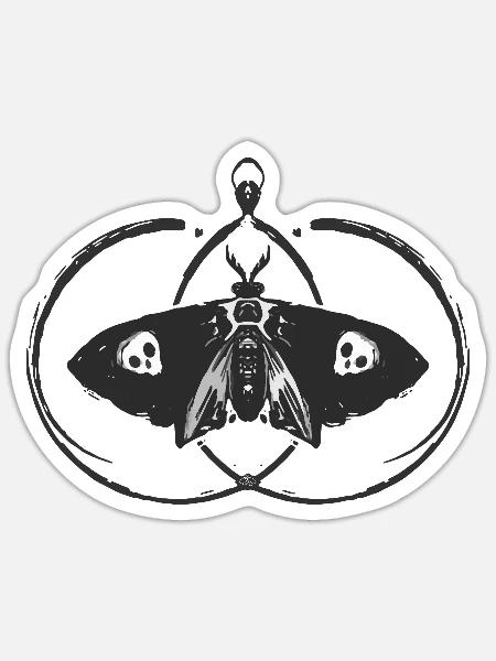Schmetterlingsschädelnacht - Sticker Größe S (10 x 10 cm) - Mattweiß