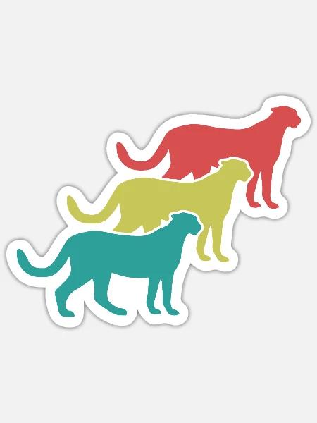 Geparden Trio Retro Style - Sticker Größe S (10 x 10 cm) - Mattweiß