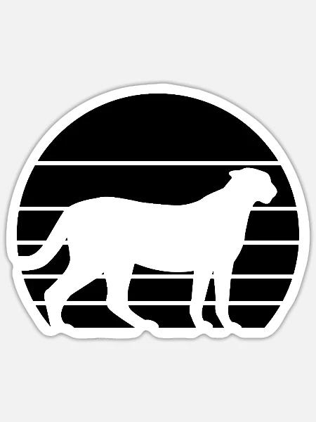 Gepard Retro Silhouette - Sticker Größe S (10 x 10 cm) - Mattweiß