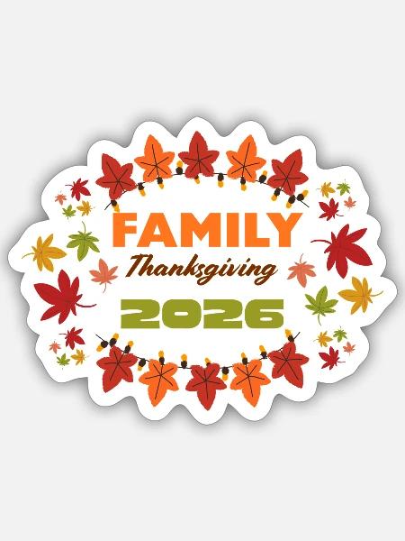 Familien-Thanksgiving 2026 Leafburst - Sticker Größe S (10 x 10 cm) - Mattweiß