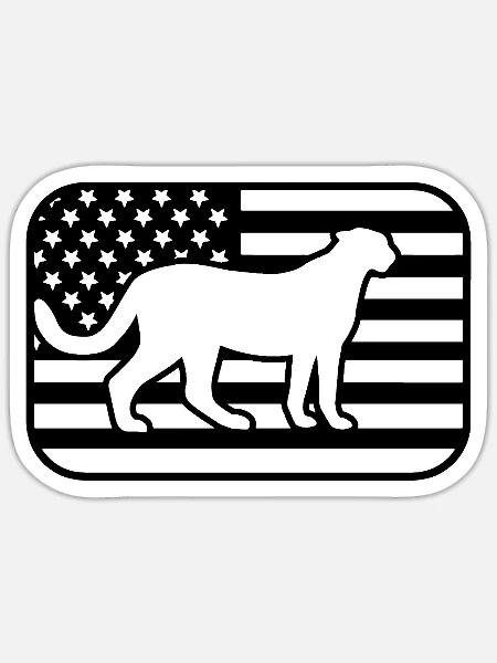 Gepard USA Flagge - Sticker Größe S (10 x 10 cm) - Mattweiß