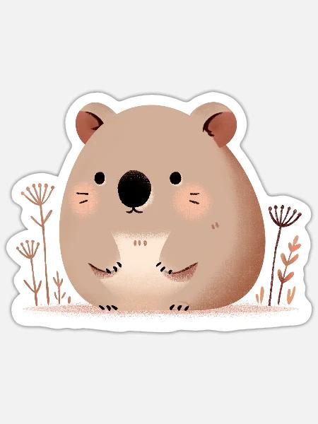 Wombat - Sticker Größe S (10 x 10 cm) - Mattweiß