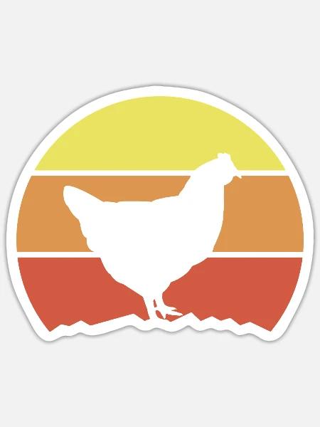 Huhn Silhouette Retro - Sticker Größe S (10 x 10 cm) - Mattweiß