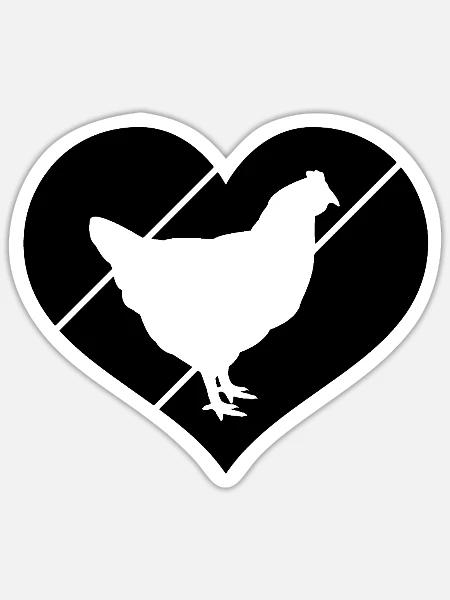 Huhn Herz Silhouette - Sticker Größe S (10 x 10 cm) - Mattweiß