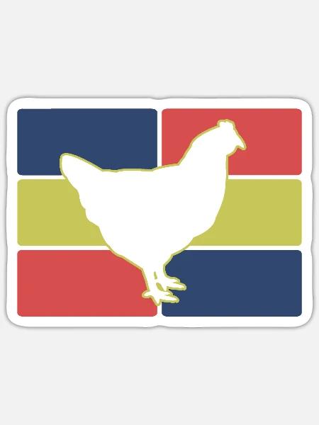 Huhn Silhouette Retro - Sticker Größe S (10 x 10 cm) - Mattweiß