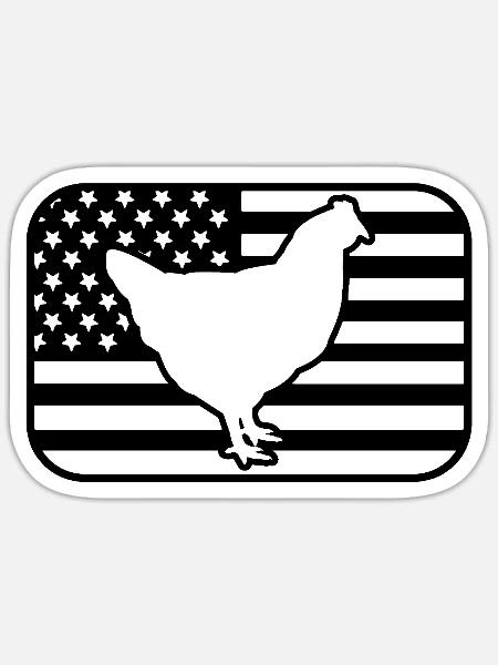 Huhn USA Flagge - Sticker Größe S (10 x 10 cm) - Mattweiß